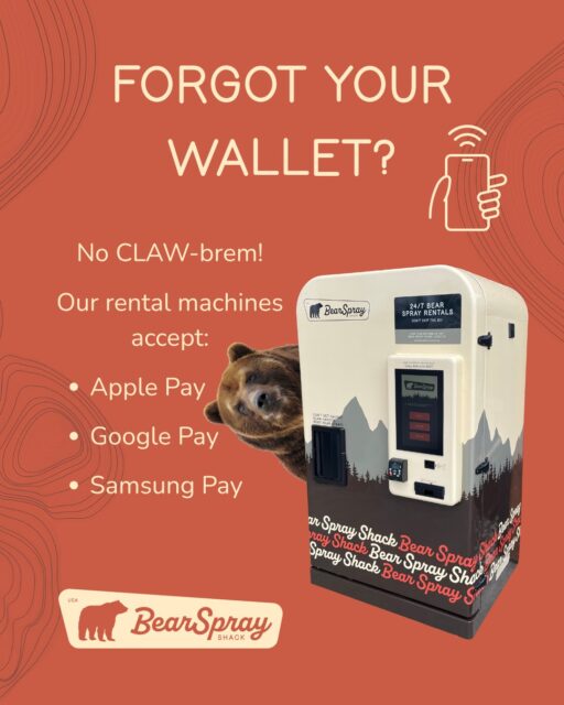 Just because you forgot your wallet doesn’t mean you have to cancel your hiking plans. Our rental machines take multiple forms of payment, including Apple Pay, Google Pay, and Samsung Pay! Ditch the traveler’s checks and join us in 2026.