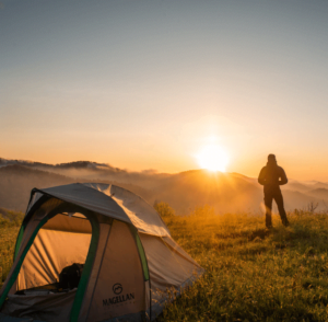 Tent and sunset